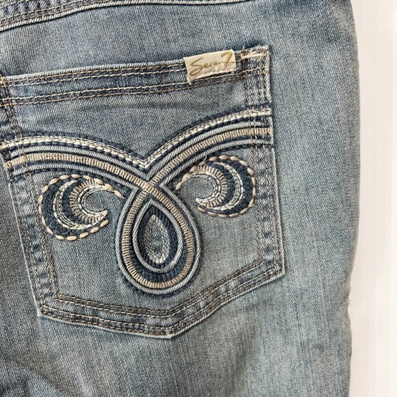 Seven7 Jean Women 18 Plus Boot Cut Mid 38x32.5 Distress Denim Luxe Y2K Core Ex - Picture 10 of 16